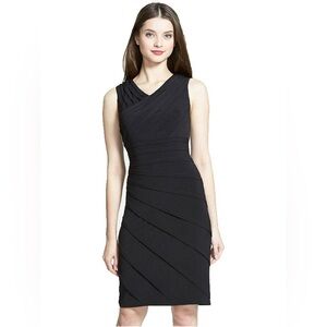 Womens Adrianna Papell Black Ruched Cocktail Party Shutter Pleat Bandage Dress 4